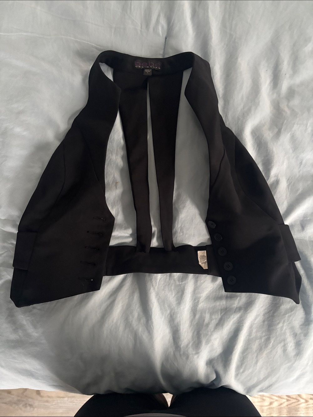 bebe Black Open-Front Cropped Vest